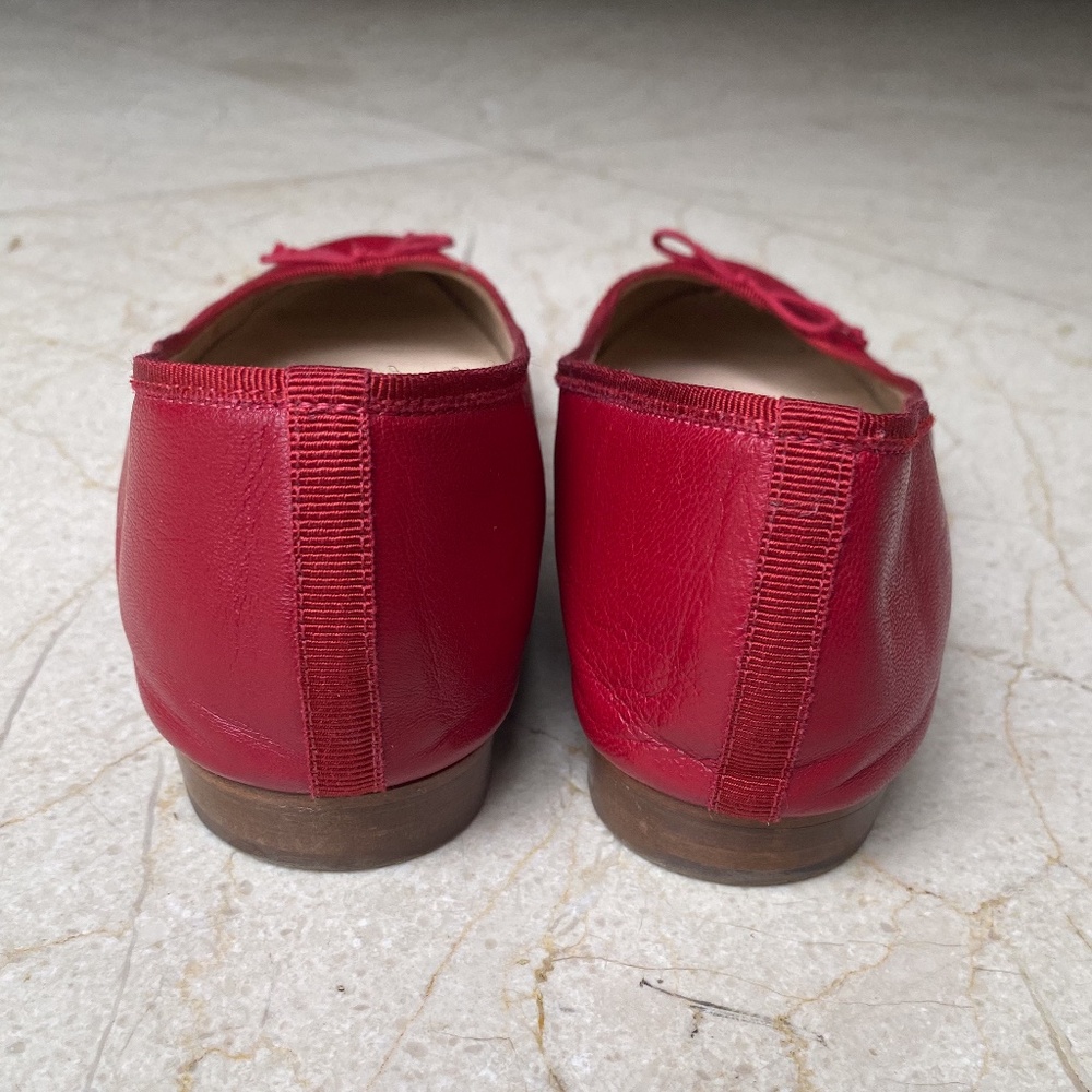 J. Crew Italian-Made Leather Red Ballet Flats Sz 8 - Picture 6 of 7